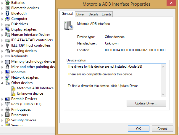 Device Manager no drivers