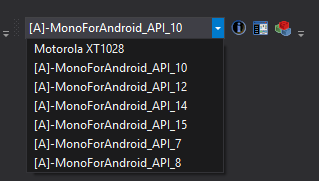 Visual Studio Android devices drop down